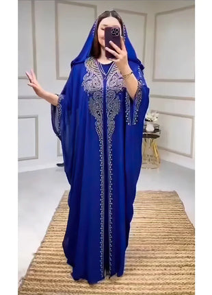Eid Muslim Dress for Women Hooded Abaya 2 Piece Set Diamond Jalabiya Morocco Party Dresses Dubai Abayas Kaftan Vestido Long Robe