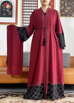2024 Summer Women Elegant Dresses Dubai Party Outfits Long Sleeve Chiffon Dashiki Muslim Women Robe Open African Abaya Clothing