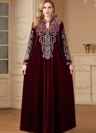 Eid Abaya Party Dresses Women Muslim Vestidos Sequins Thicken Jalabiya Dubai Abayas Kaftan Islam Long Robe Ramadan Autumn Winter