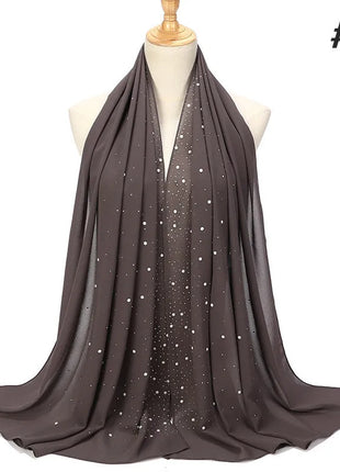 180*70CM New Plain Diamond Beads Bubble Chiffon Instant Hijab Shawls Solid Thick Head Wraps Foulard Sjaal Muslim Bonnet Cachecol