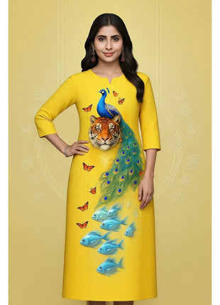 Muslim Peacock Kurt Women's Fashion Comfortable Long Sleeve Straight Casual Ethnic Peacock Pattern Robe Musulman Femme
