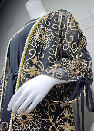 Eid Muslim Abayas for Women Party 2 Piece Set Embroidery Cardigan Robe Lace Up Dress Morocco Kaftan Islam Ramadan Dubai Vestidos