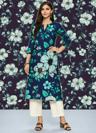 Muslim Kurt Flowers Women's Fashion Comfortable Long Sleeve Straight Casual Ethnic Vestidos Longos Parrot Print New Dress