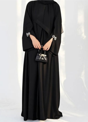 Eid Muslim Abaya for Women Bow Dresses Jalabiya Vestidos Split Sleeve Ramadan Morocco Dubai Long Robe Party Islam Kaftan 2025