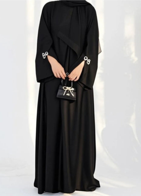 Eid Muslim Abaya for Women Bow Dresses Jalabiya Vestidos Split Sleeve Ramadan Morocco Dubai Long Robe Party Islam Kaftan 2025