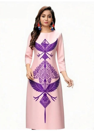 Muslim Women Kurtta Casual Dress National Style Straight Casual Ethnic Flower Mandarin Design Suitable Morocco Slit hem