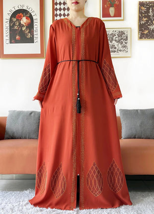 Elegant Women's Party Dress Chiffon Loose Open Zipper Abaya Muslim Islamic Clothing Cardigan Style for Special Occasions