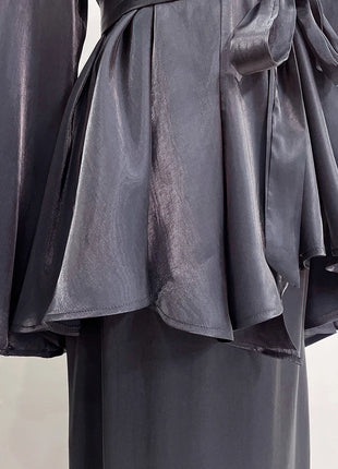 Ramadan Satin Abaya Dubai Turkey Islam Muslim Modest Dress Sets Prayer Clothes For Women Kaftan Robe Femme Musulmane