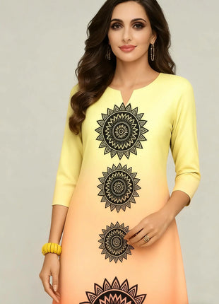 Dress Kurt Women's Fashionable And Elegant National Style Straight Tube Casual Round Neck Colorful Elephant Pattern Dress