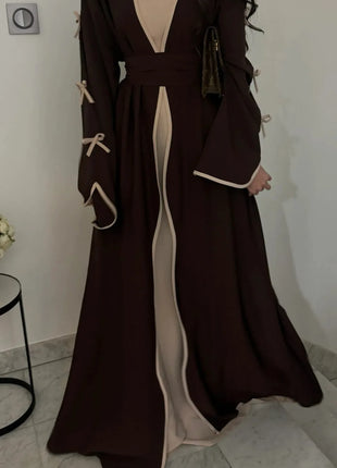 Eid Bow Abaya Women Cardigan Dress Muslim Party Caftan Robe Jalabiya Morocco Dubai Kaftan Islam Vestidos Largos Ramadan 2025