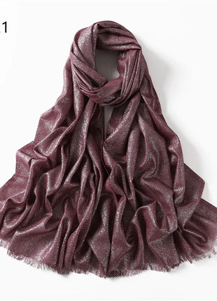 2025 Abaya Women Veil Gold Solid Color Muslim Head Scarf Shawls and Wraps Glitter Pashmina Bandana Female Foulard Hijab