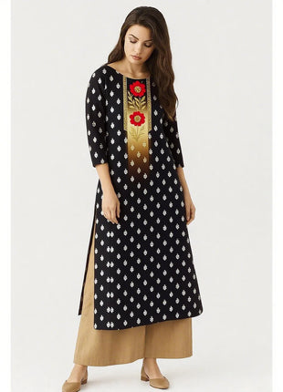 Muslim Women Kurt Casual Dress Slit hem Straight Casual Ethnic Peacock Mandarin Turkish Abaya Abito Donna Musulmana Kurtta