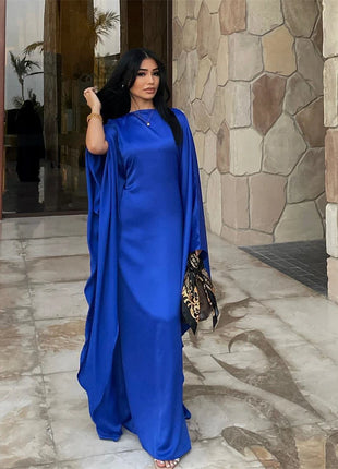 Eid Shiny Batwing Satin Abaya Dubai Luxury 2024 Muslim Abayas For Women Maxi Kaftan Dress Islamic Clothing Caftan Marocain Femme