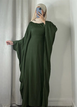 Ramadan Eid Soft Crepe Khimar Batwing Abaya Dubai Islam Muslim Modest African Dresses For Women Kaftan Kebaya Robe Femme Musulma
