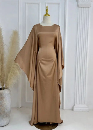 Eid Shiny Batwing Satin Abaya Dubai Luxury 2024 Muslim Abayas For Women Maxi Kaftan Dress Islamic Clothing Caftan Marocain Femme
