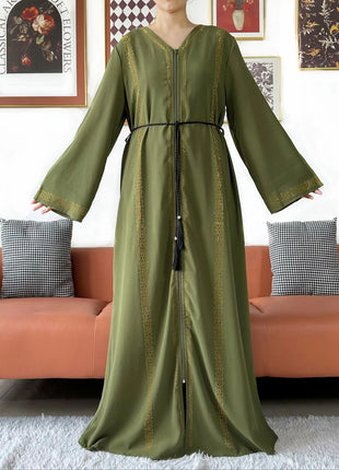 New Elegant Women Abaya Long Sleeve Chiffon Loose Open Abaya Muslim Islamic Clothing Cardigan Style Muslim Fashion Dresses