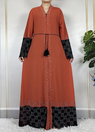 2024 For Women Elegant Dresses Dubai Party Outfits Long Sleeved Chiffon Dashiki Muslim Women Robe Open African Abaya Clothing