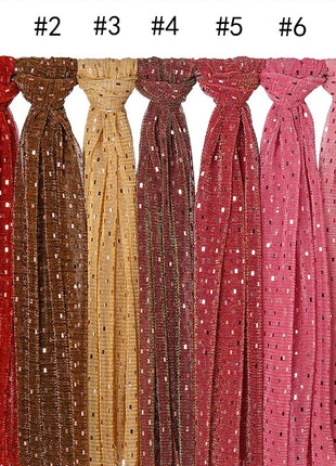 Glitter Shimmer Muslim Hijabs Fashion Solid Bubble Chiffon Scarf High Quality Shawl Scarves Silver Crinkle Woman Headscarf
