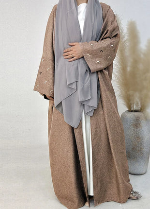 2025 Ramadan Khimar Abaya Saudi Arabia Turkey Islam Embroidery Moon Muslim Cardigan Dress Prayer Clothes Dresses For Women
