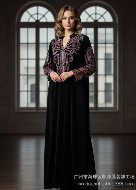 Eid Abaya Party Dresses Women Muslim Vestidos Sequins Thicken Jalabiya Dubai Abayas Kaftan Islam Long Robe Ramadan Autumn Winter