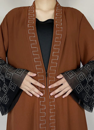 2024 For Women Elegant Dresses Dubai Party Outfits Long Sleeved Chiffon Dashiki Muslim Women Robe Open African Abaya Clothing