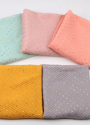 Wrinkle Polka Dot Cotton Hijab Scarf Shimmer Crinkle Scarf Glitter Muslim Woman Veil Shawls Stretchy Headband Bandana