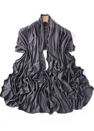 Luxury Wavy Edge Jersey Hijab for Women Solid Color Milk Silk Scarf Headscarf Autumn Shawl Stretchy Chiffon Scarf Ramanda