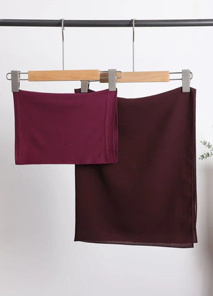 2 Piece Set Chiffon Hijab Matching Undercap Chiffon Scarf with Matching Underscarf Shawls Scarves Head Scarf Headwraps for Women