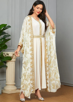 Women's Eid Abaya 2-Piece Set — Embroidered Jalabiya Party Dress