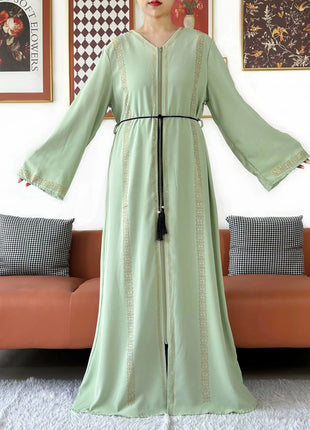 New Elegant Women Abaya Long Sleeve Chiffon Loose Open Abaya Muslim Islamic Clothing Cardigan Style Muslim Fashion Dresses