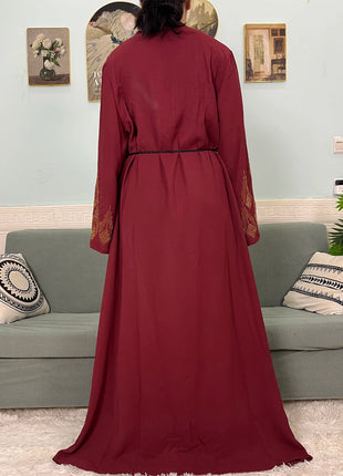 Muslim Open Abayas For Women 2024 Pure Chiffon Zipper Diamonds Loose Femme Robe Islam Dubai Boubou Moroccan Caftan With Turban