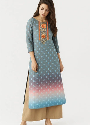 Muslim Kurtta Casual Dress Middle Eastern Straight Casual Ethnic Slit hem Mandarin Peacock National Style Caftan Turkish Abaya