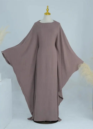 Ramadan Eid Soft Crepe Khimar Batwing Abaya Dubai Islam Muslim Modest African Dresses For Women Kaftan Kebaya Robe Femme Musulma