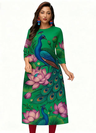 Muslim Dress Kurt Women's Fashionable Elegant Straight Tube Casual Peacock National Style Abito Donna Musulmana