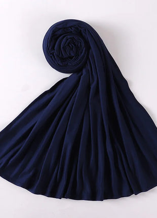 Muslim Plain Cotton Jersey Hijab Scarf Solid Color With Good Stitch Stretchy Soft Turban Head Wraps Shawl Foulard Femme