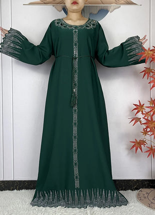 2025 New Abaya Dubai Luxury Muslim Dress for Women Elegant Arabic Femme Abaya Diamond Loose Islamic Long Sleeve Turkey Clothing
