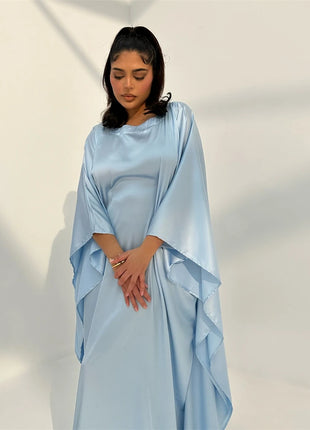 Eid Shiny Batwing Satin Abaya Dubai Luxury 2024 Muslim Abayas For Women Maxi Kaftan Dress Islamic Clothing Caftan Marocain Femme
