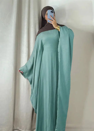 Ramadan Eid Soft Crepe Khimar Batwing Abaya Dubai Islam Muslim Modest African Dresses For Women Kaftan Kebaya Robe Femme Musulma
