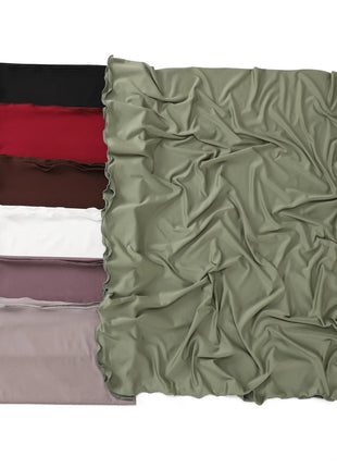 Luxury Wavy Edge Jersey Hijab for Women Solid Color Milk Silk Scarf Headscarf Autumn Shawl Stretchy Chiffon Scarf Ramanda