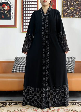 Latest Women Elegant Dresses Dubai Party Outfits Long Sleeve Chiffon Dashiki Muslim Women Robe Open African Abaya Clothing