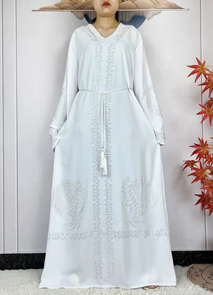 2024 Muslim Sets Women Party Dress Dubai Long Sleeve Diamonds Dashiki Islam Women Chiffon Comfort Fabric African Tradition Abaya