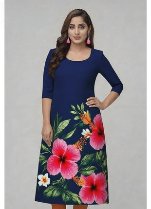 Muslim Kurtta Women's Casual Fashion Dress National Style Straight Tube Casual Ethnic Flower Robe Arabe Femme Modest Slit hem
