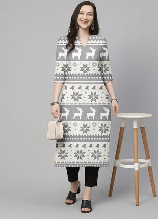 Christmas Muslim Women's Casual Fashionable And Comfortable Kurtta Dress Long Sleeved Straight Tube Casual Ethnic