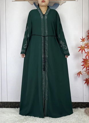 New Dubai Style Women Elegant Dress Long Sleeves Open Abaya Muslim Women Dress Islamic Clothing Casual Abaya Women Muslim Dress