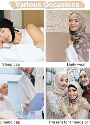 1PC Hijab Undercap for Women,Islamic Muslim Full Cover Face Veil Silk Fabric Turban Cap Underscarf Ramadan Accessory Daily Wear