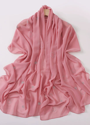 Hot Diamond Pearl Chiffon Hijabs for Women Muslim Fashion Long Shawl Head Wrap for Women Turbans for Women Ramadan Turban Femme