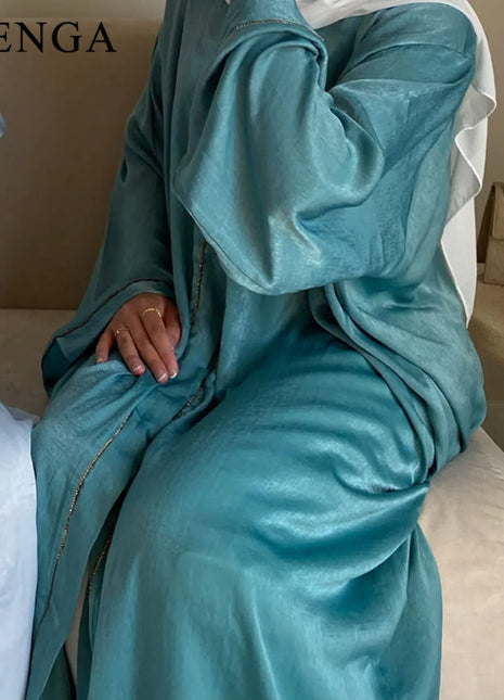 2024 Muslim Modest Cardigan for Women Eid Arab Abaya Dubai Dress Islamic Daily Long Sleeve Clothing Turkey Solid Color Coat Robe