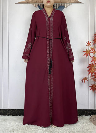 New Dubai Style Women Elegant Dress Long Sleeves Open Abaya Muslim Women Dress Islamic Clothing Casual Abaya Women Muslim Dress