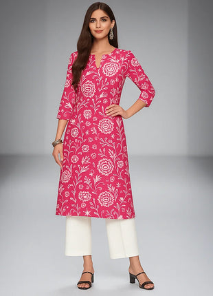 Muslim Women Kurt Casual Dress Long Sleeve Straight Casual Ethnic Flower Mandarin O-Neck Round Regular Size 3D Design Suitable