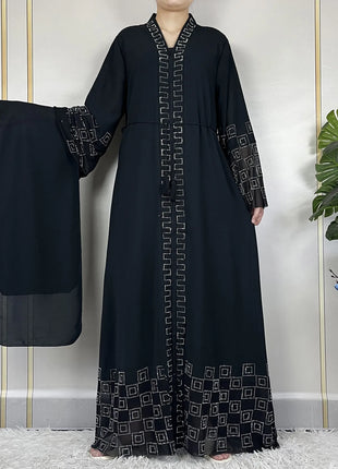 2024 For Women Elegant Dresses Dubai Party Outfits Long Sleeved Chiffon Dashiki Muslim Women Robe Open African Abaya Clothing